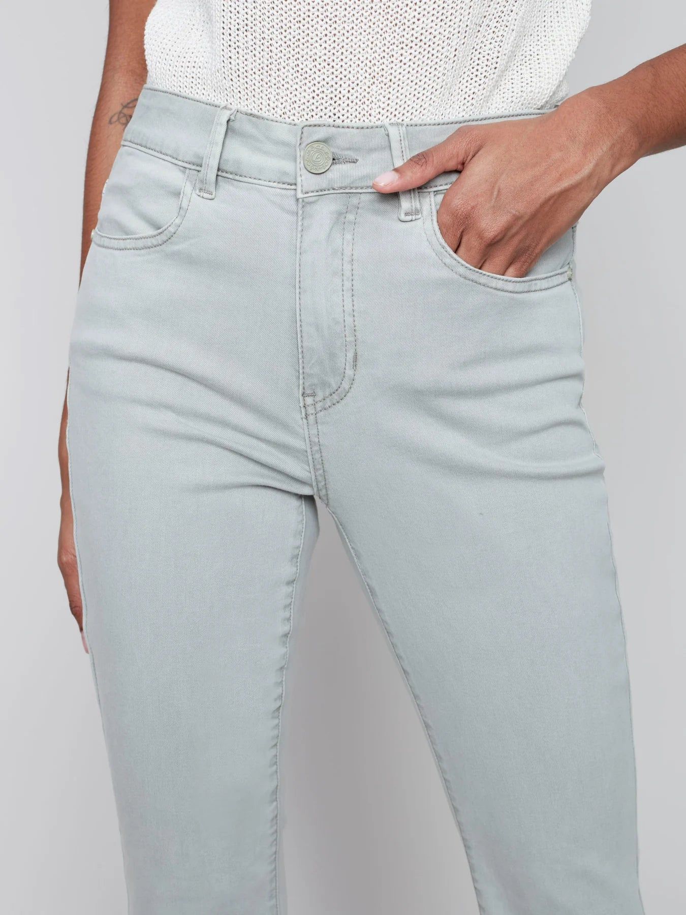 BOOTCUT TWILL PANTS WITH RAW HEM sold by Nica product image thumbnail 4