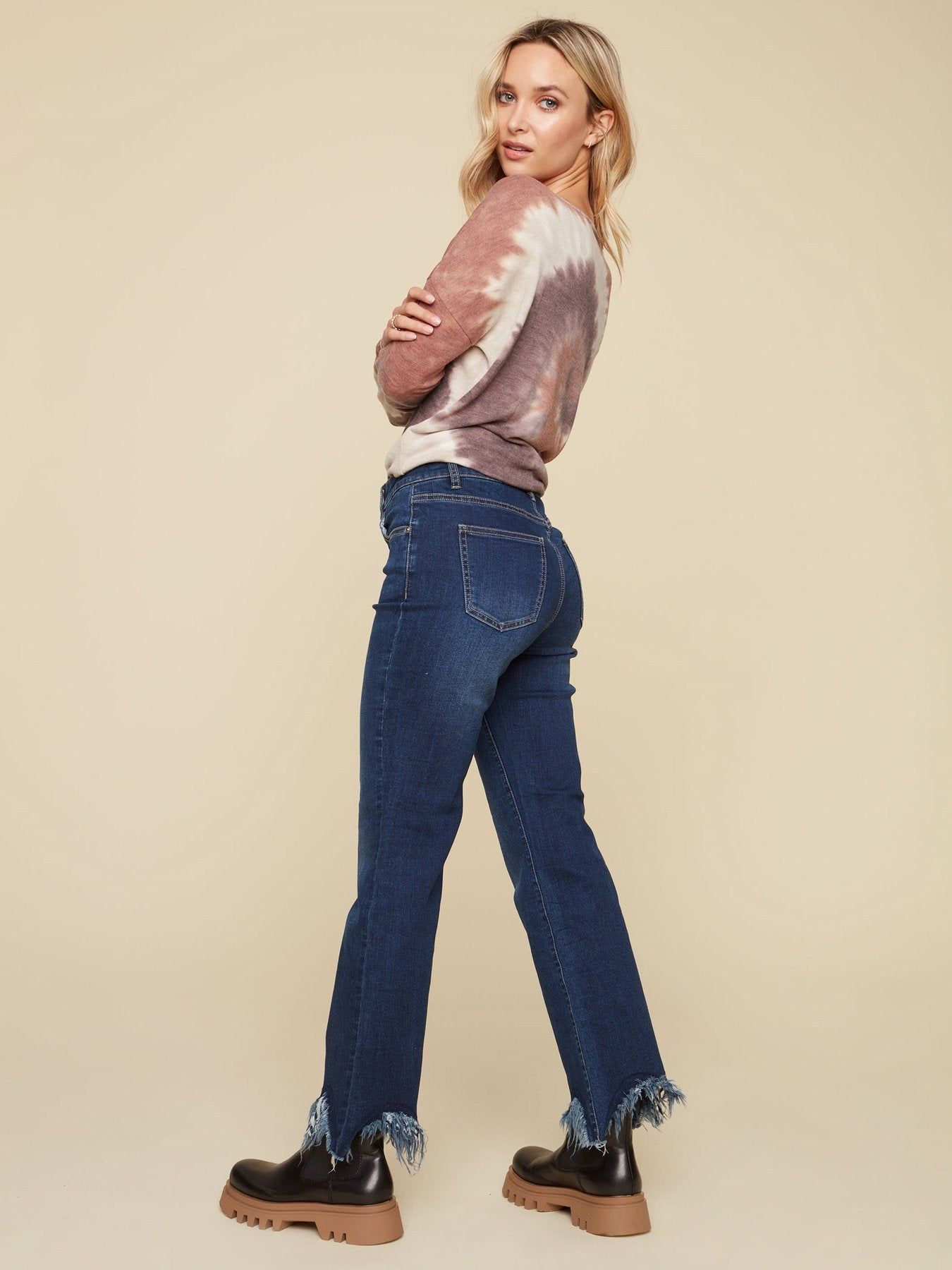 FRINGE HEM STRAIGHT LEG JEAN sold by Nica product image thumbnail 3