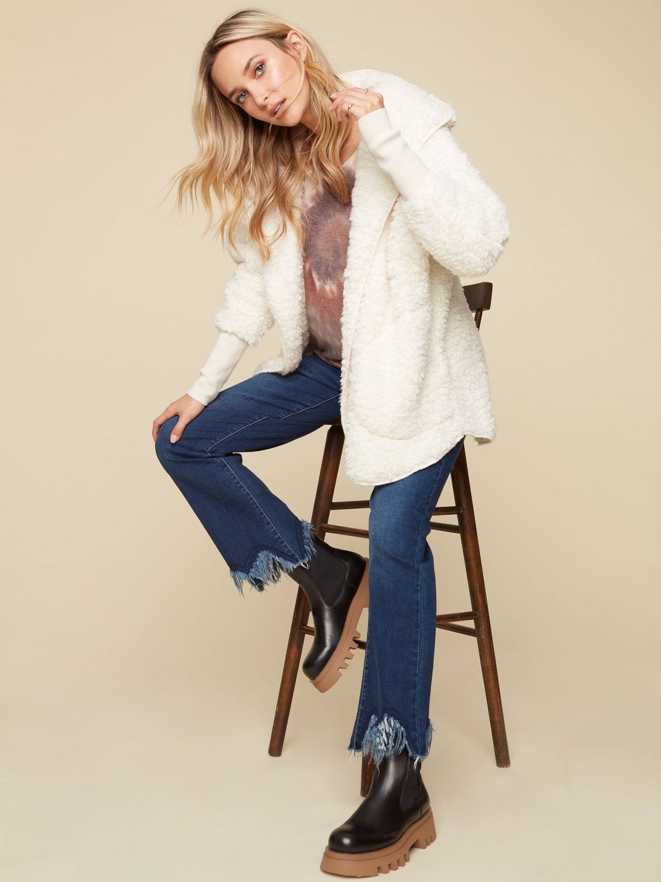 FRINGE HEM STRAIGHT LEG JEAN sold by Nica product image thumbnail 4