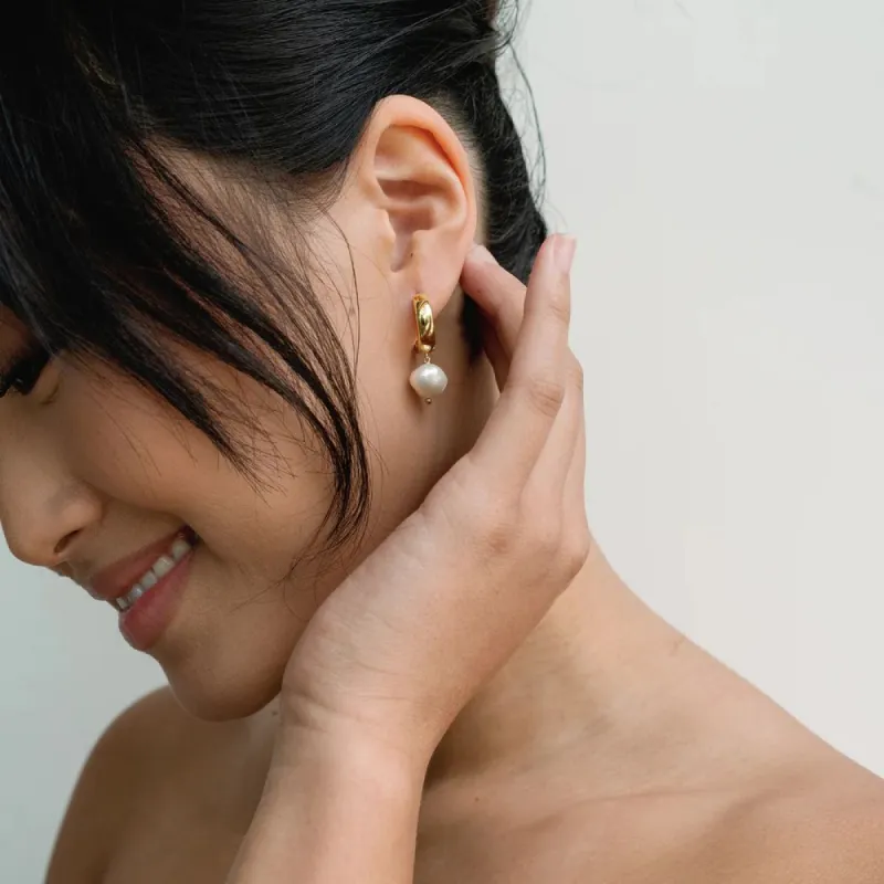 Devon Stone Drop Hoops sold by Nica