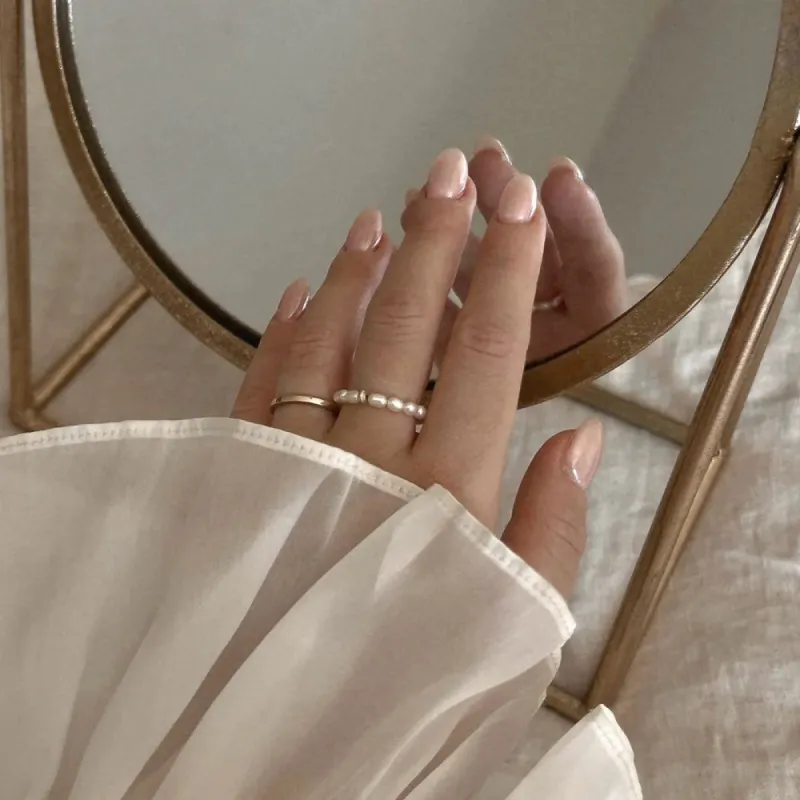 Sage Pearl Stacking Ring SIZE 8/9 sold by Nica