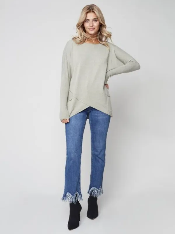 PLUSH KNIT SWEATER WITH OVERLAP DETAIL sold by Nica