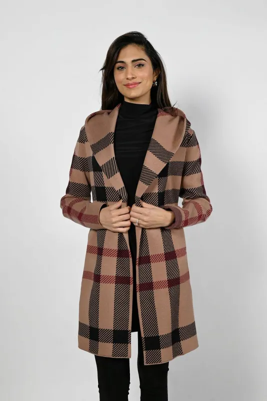 PLAID HOODED CARDIGAN sold by Nica