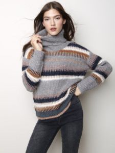 STRIPED COWL NECK SWEATER sold by Nica