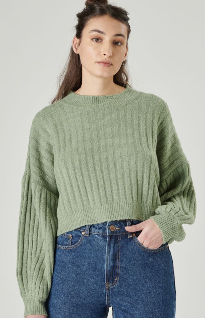 RIBBED PUFF SLEEVE PULLOVER sold by Nica
