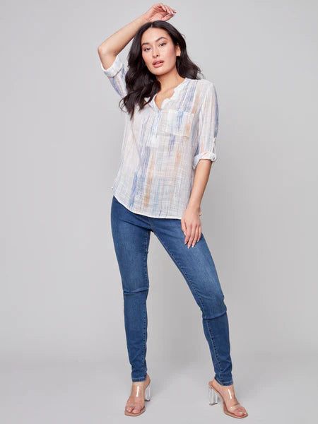 PRINTED COTTON BLOUSE sold by Nica product image thumbnail 4