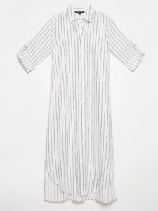 STRIPED LONG LINEN DUSTER DRESS sold by Nica