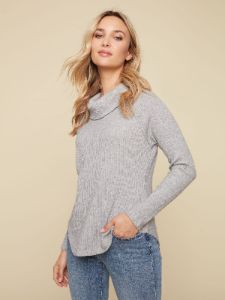 RIBBED COWL NECK LONG SLEEVE sold by Nica