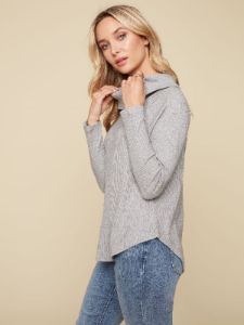 RIBBED COWL NECK LONG SLEEVE sold by Nica