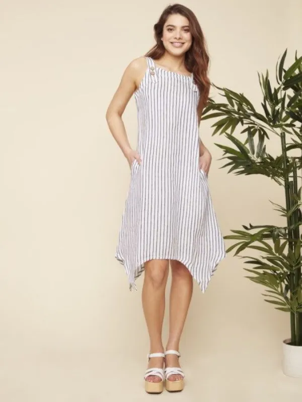 STRIPED LINEN DRESS sold by Nica