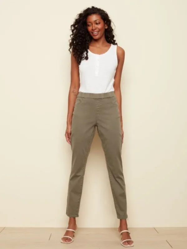 TWILL ZIPPER ANKLE PANT sold by Nica