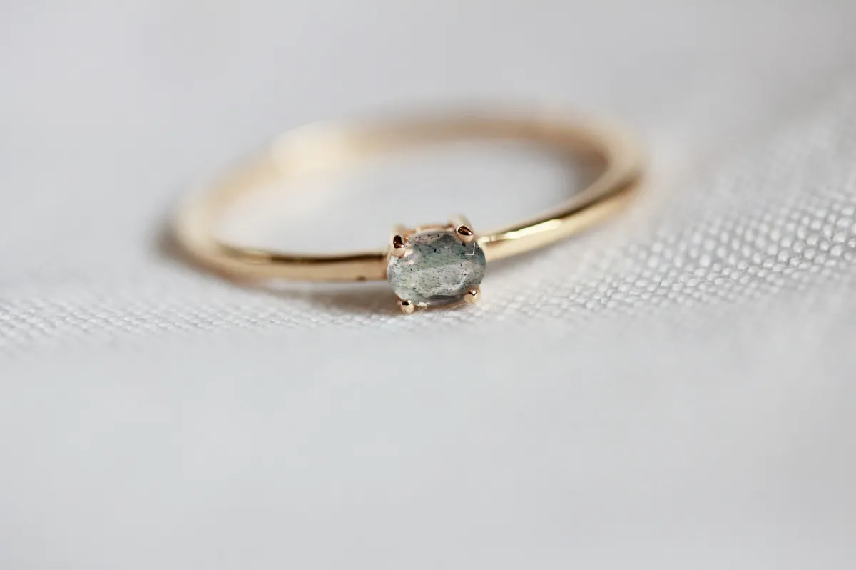 MINI GEM STACKING RING - LABRADORITE sold by Nica