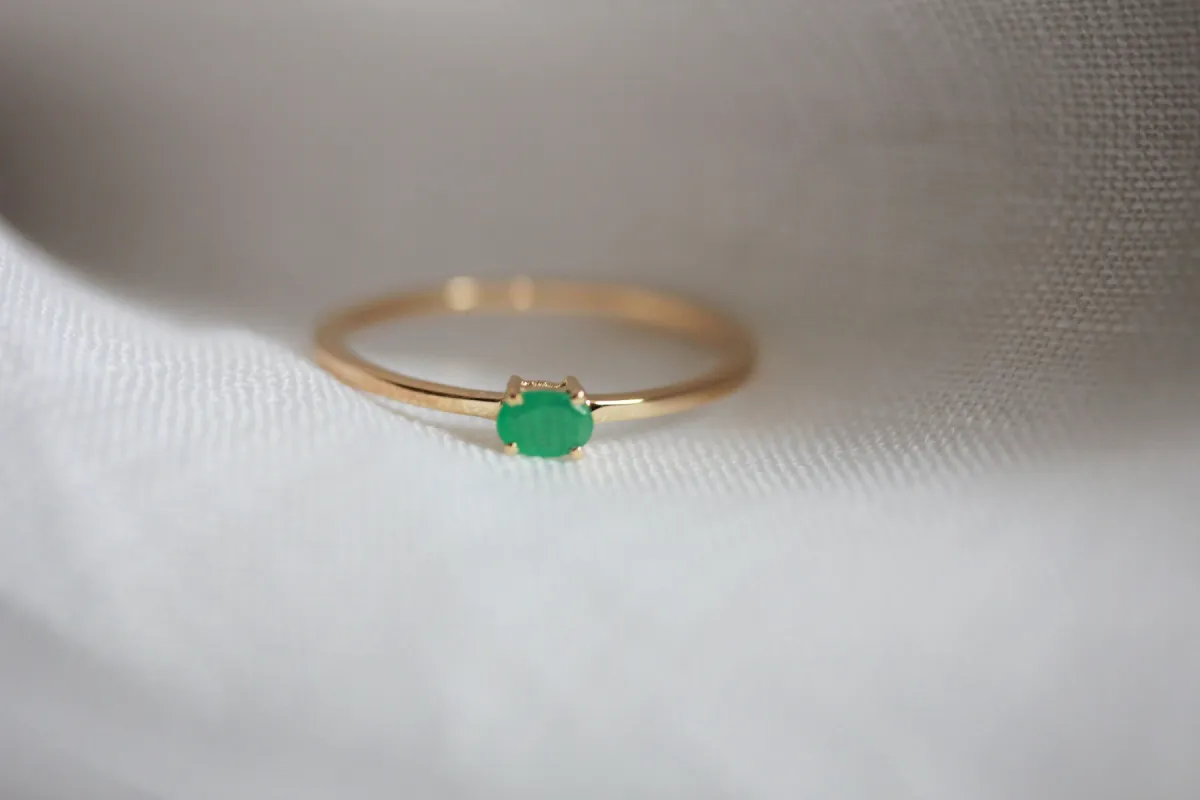 MINI GEM STACKING RING- EMERALD sold by Nica