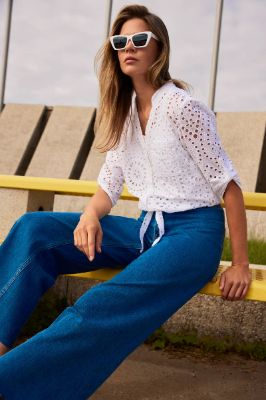 EYELET EMBROIDERY COTTON BLOUSE sold by Nica