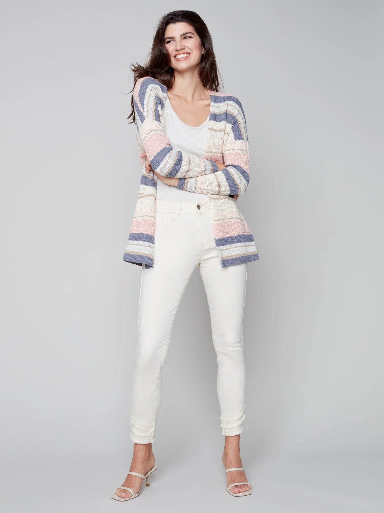 STRIPED CARDIGAN - PEARL sold by Nica product image thumbnail 4