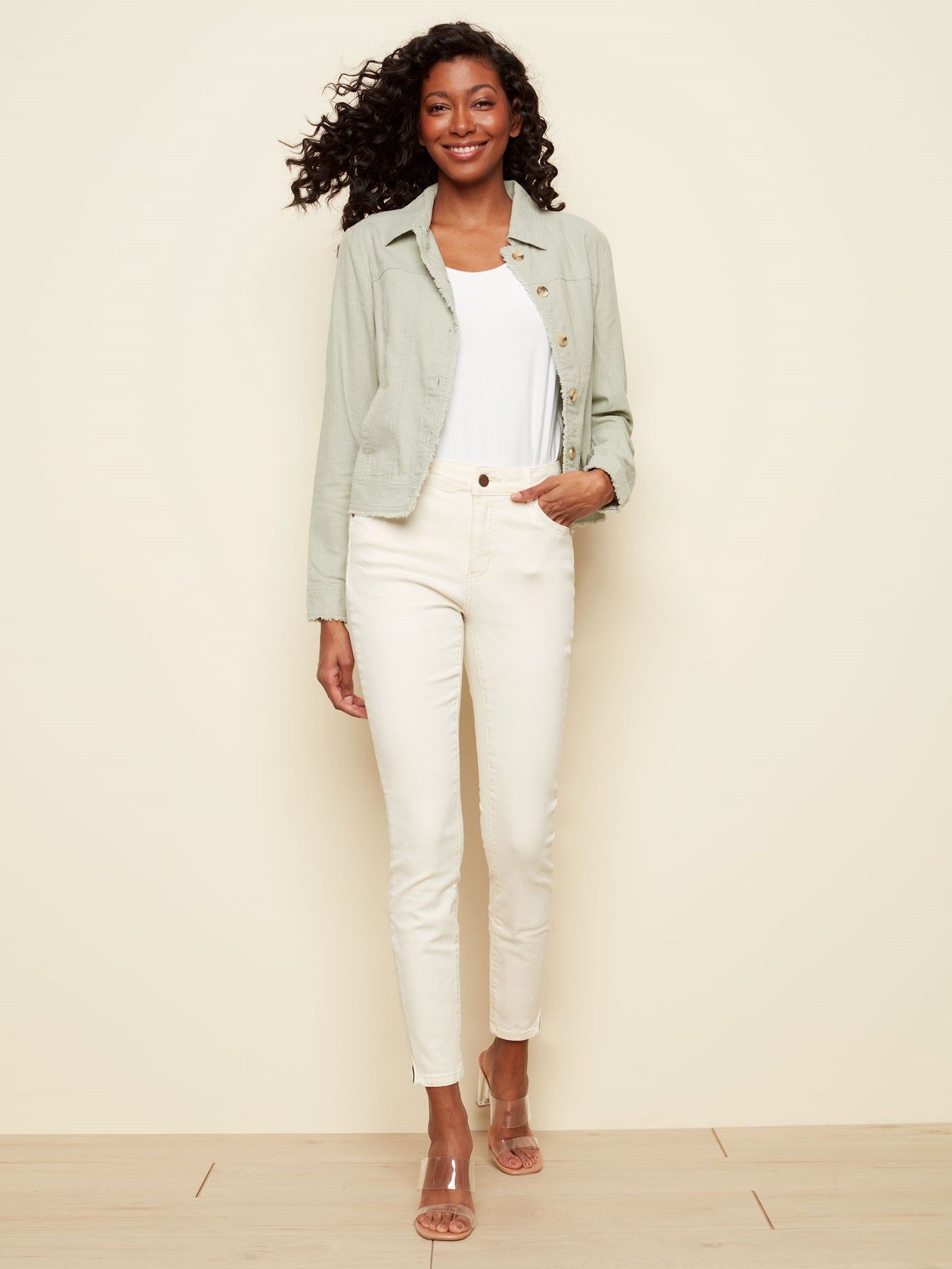 TWILL PANT WITH SIDE ZIPPER sold by Nica