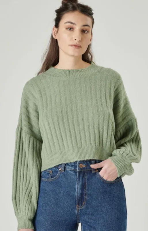RIBBED PUFF SLEEVE PULLOVER sold by Nica