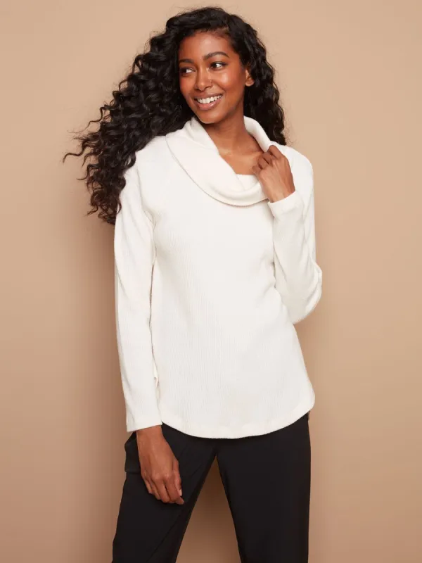 RIBBED COWL NECK LONG SLEEVE sold by Nica