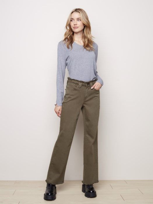 WIDE LEG TWILL PANTS sold by Nica
