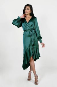 SATIN WRAP DRESS sold by Nica