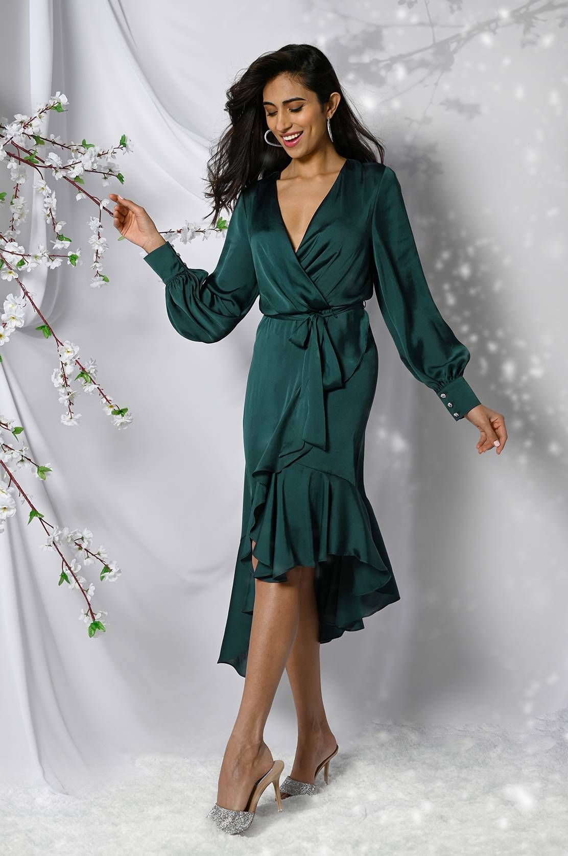 SATIN WRAP DRESS sold by Nica