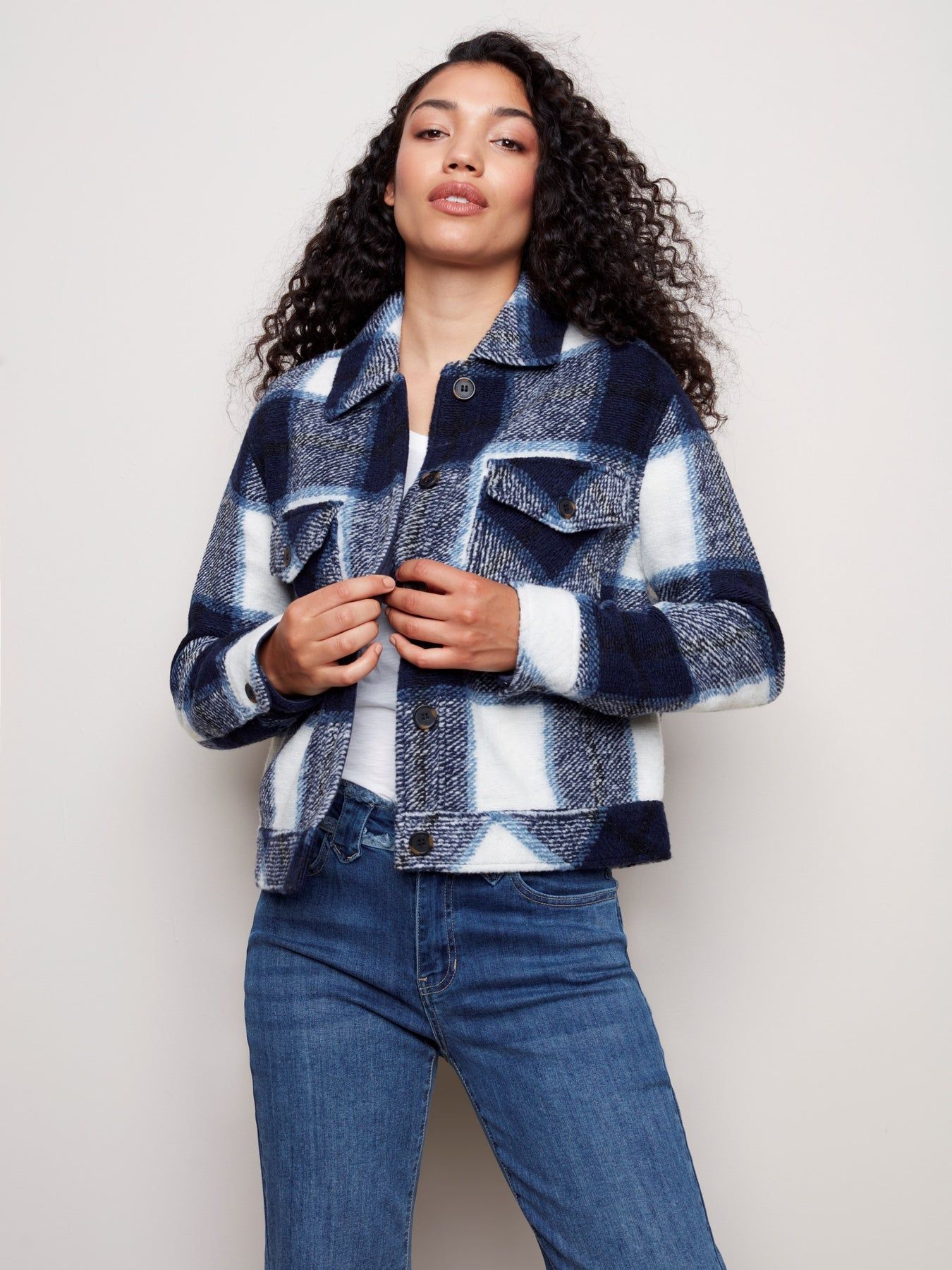 PLAID WOOL JACKET sold by Nica product image thumbnail 4