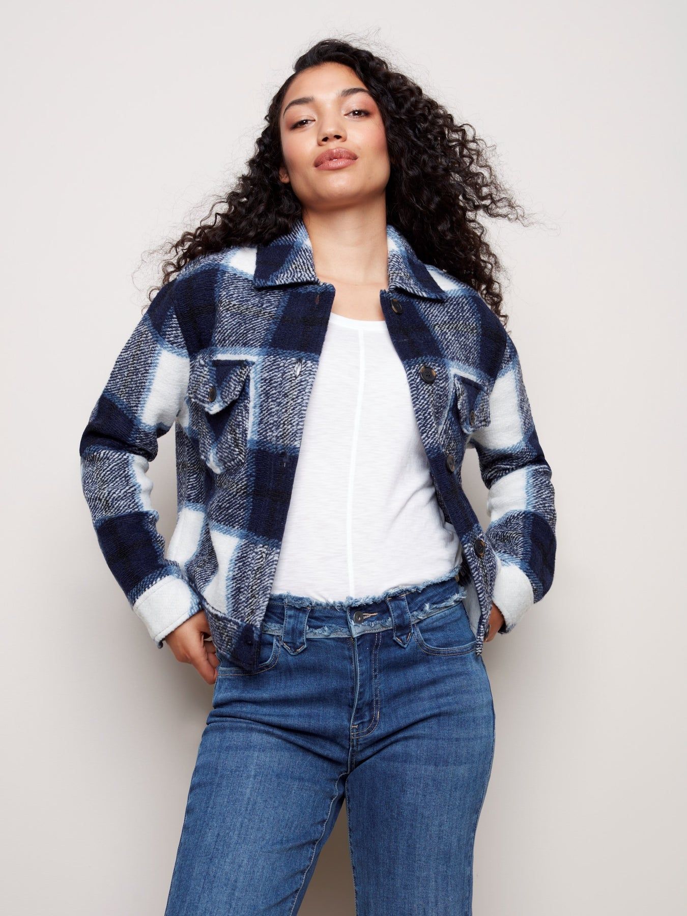 PLAID WOOL JACKET sold by Nica product image thumbnail 2