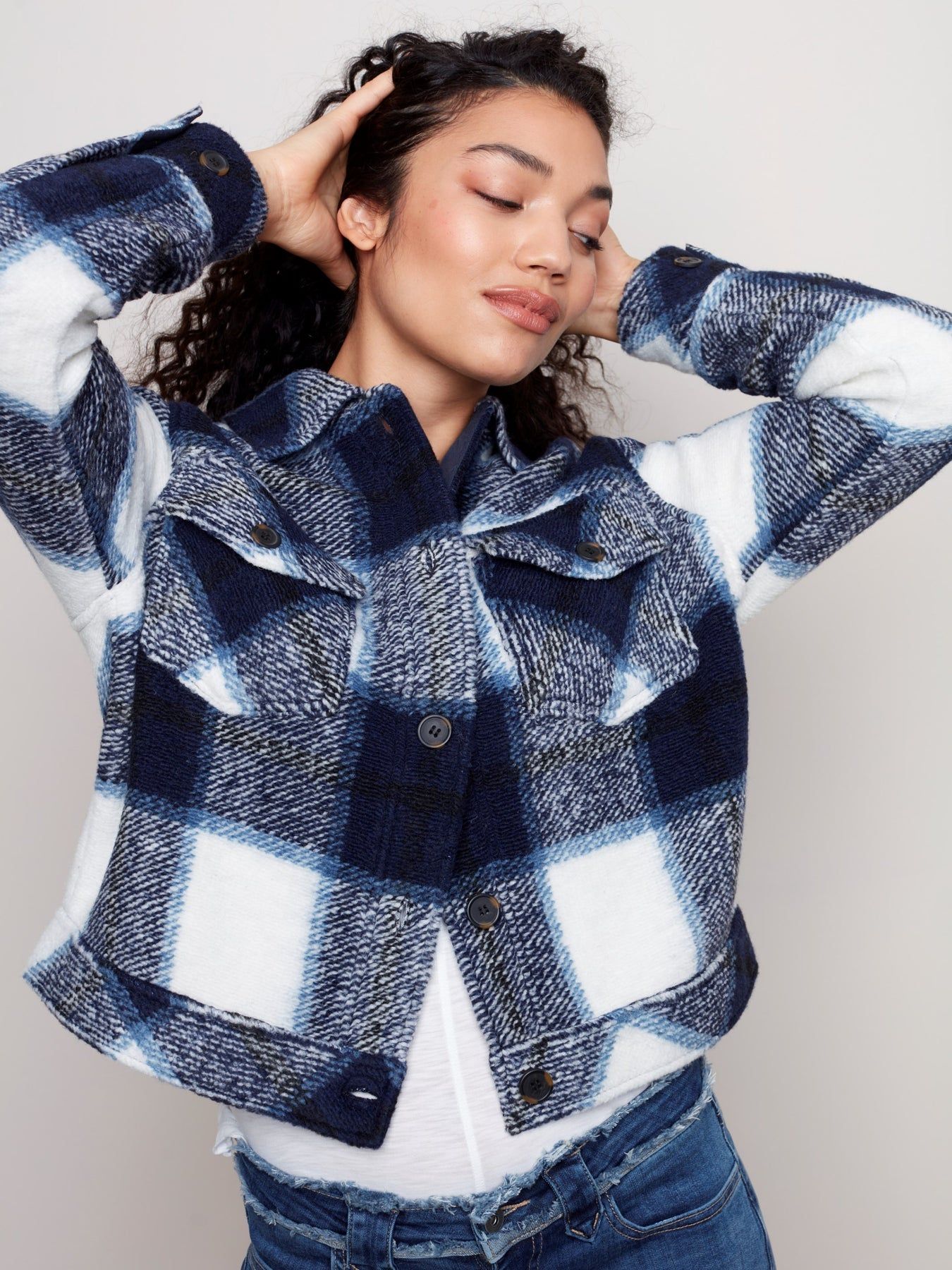 PLAID WOOL JACKET sold by Nica product image thumbnail 5