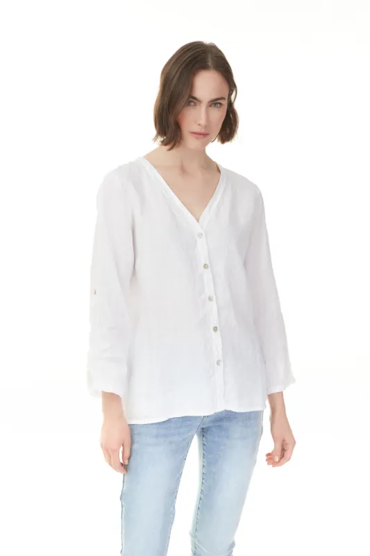 LINEN ROLL-UP SLEEVE SHIRT sold by Nica