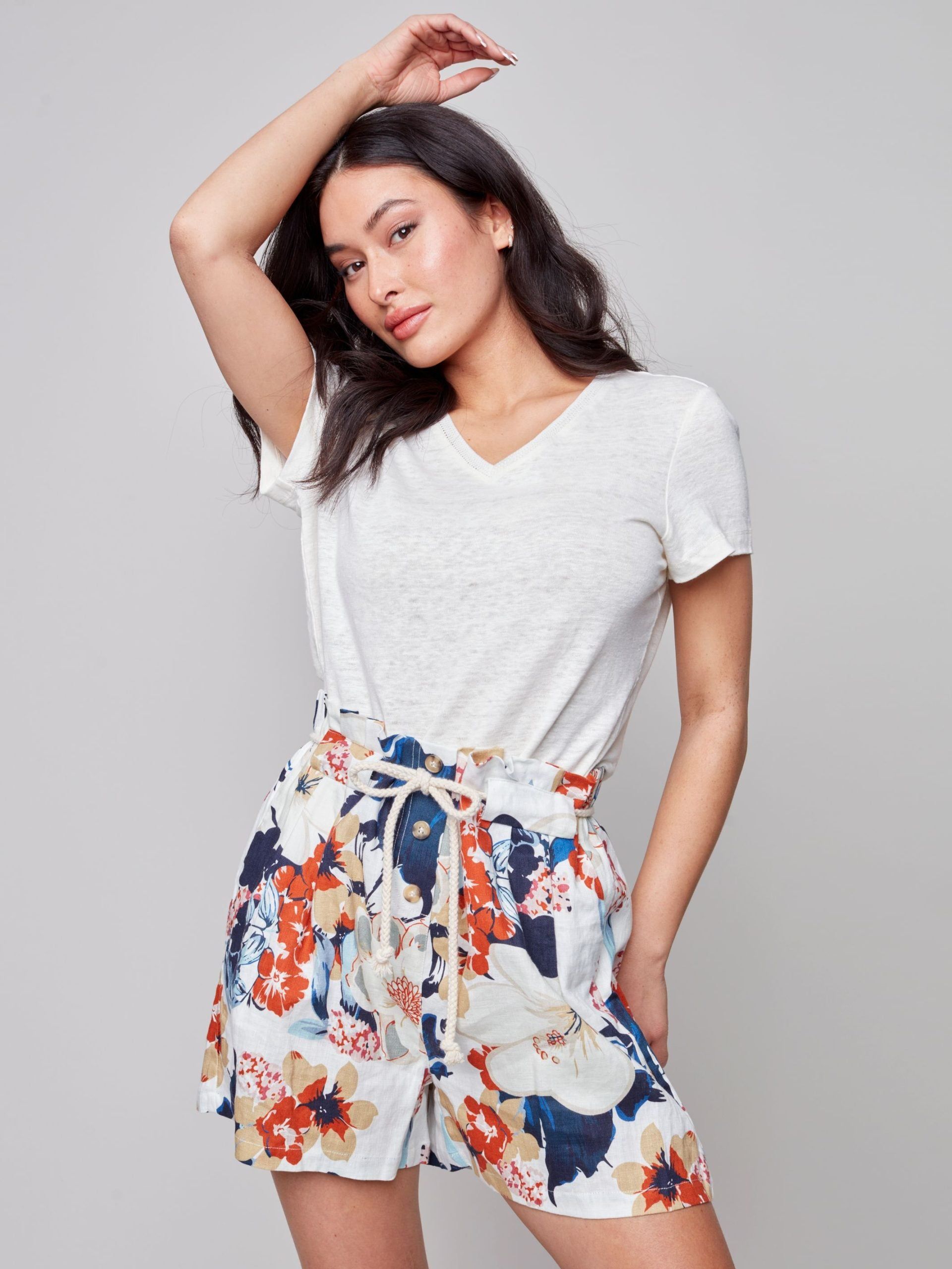 PRINTED LINEN SHORTS sold by Nica