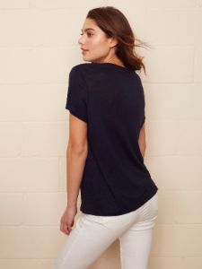 LINEN V-NECK T-SHIRT sold by Nica