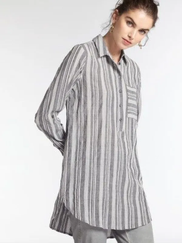 LONG BLOUSE WITH WOVEN STRIPES sold by Nica