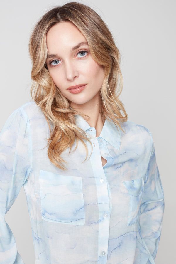 PRINTED CHIFFON SHIRT sold by Nica product image thumbnail 3