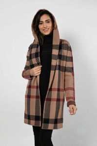 PLAID HOODED CARDIGAN sold by Nica