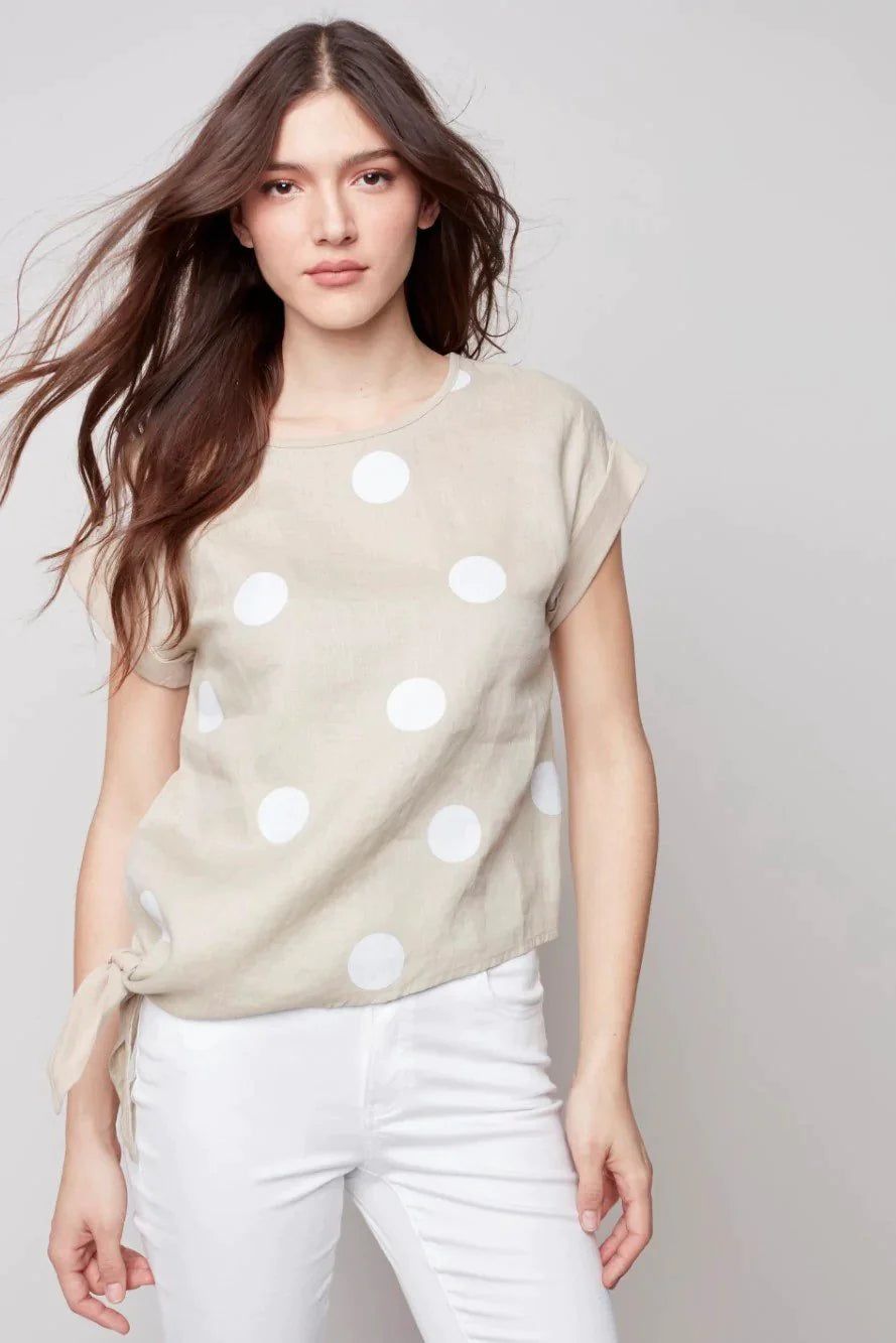 POLKA DOT LINEN TOP sold by Nica