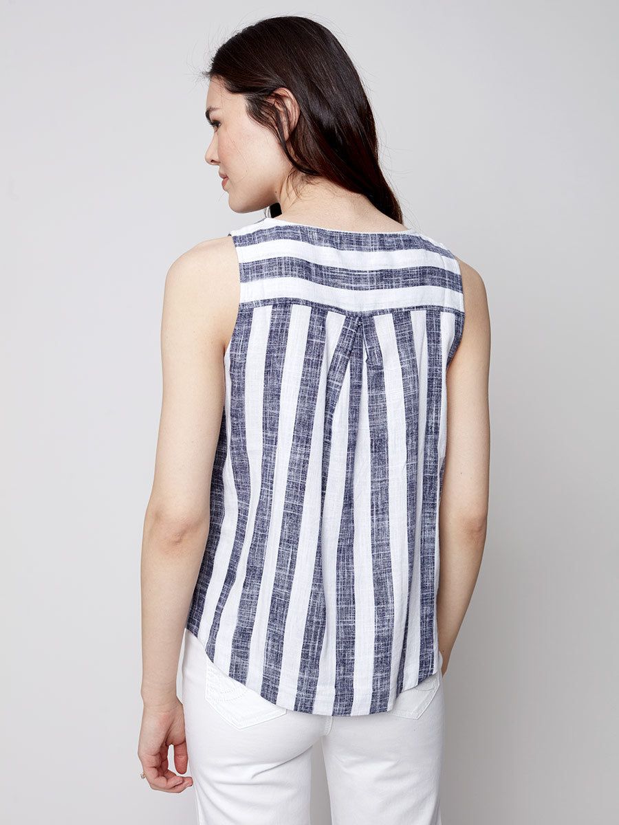 STRIPE LINEN TOP WITH SIDE BUTTONS sold by Nica product image thumbnail 6