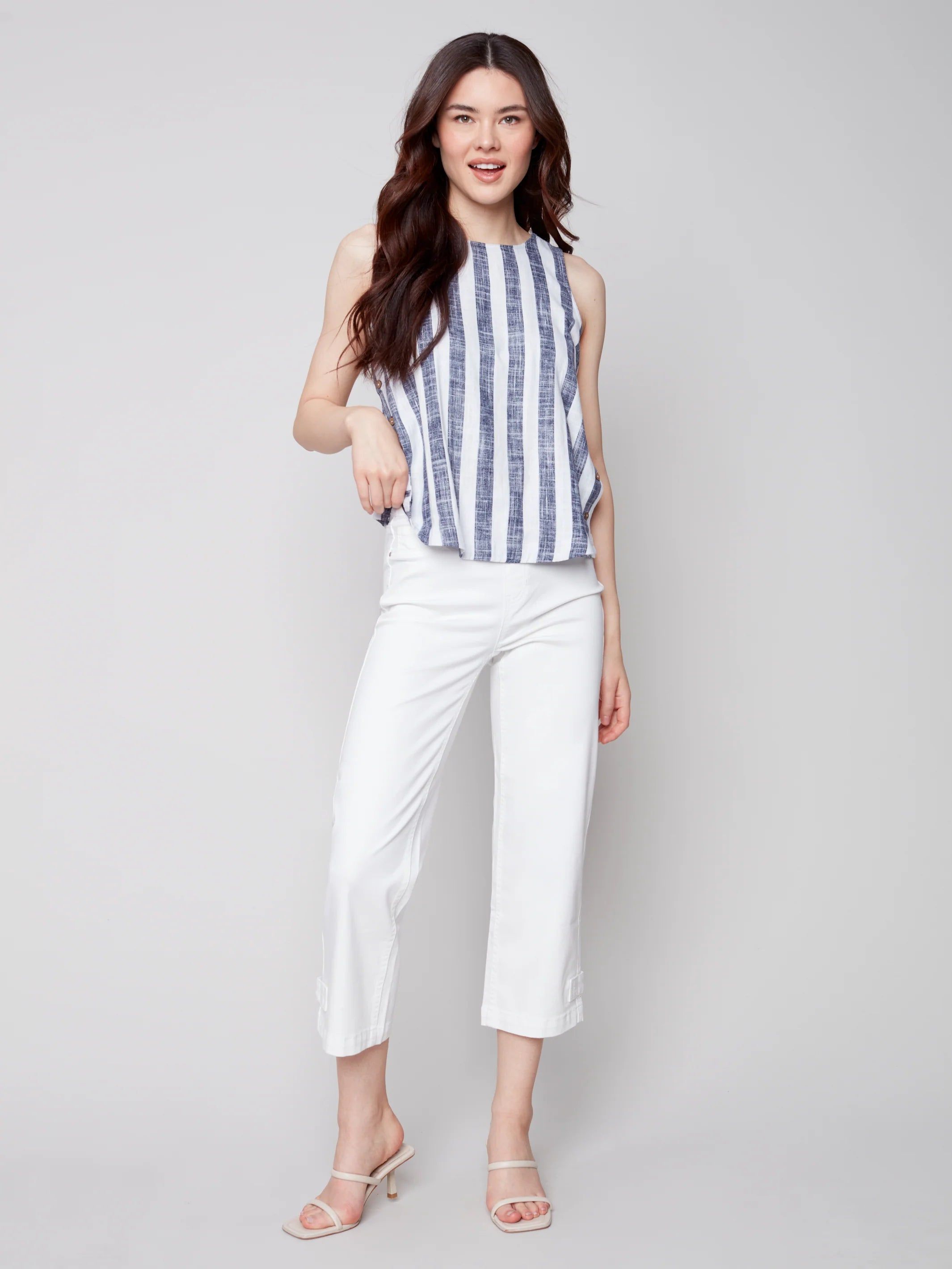 STRIPE LINEN TOP WITH SIDE BUTTONS sold by Nica product image thumbnail 5