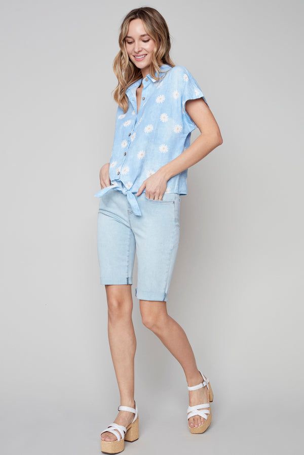 DAISY LINEN FRONT TIE TOP sold by Nica