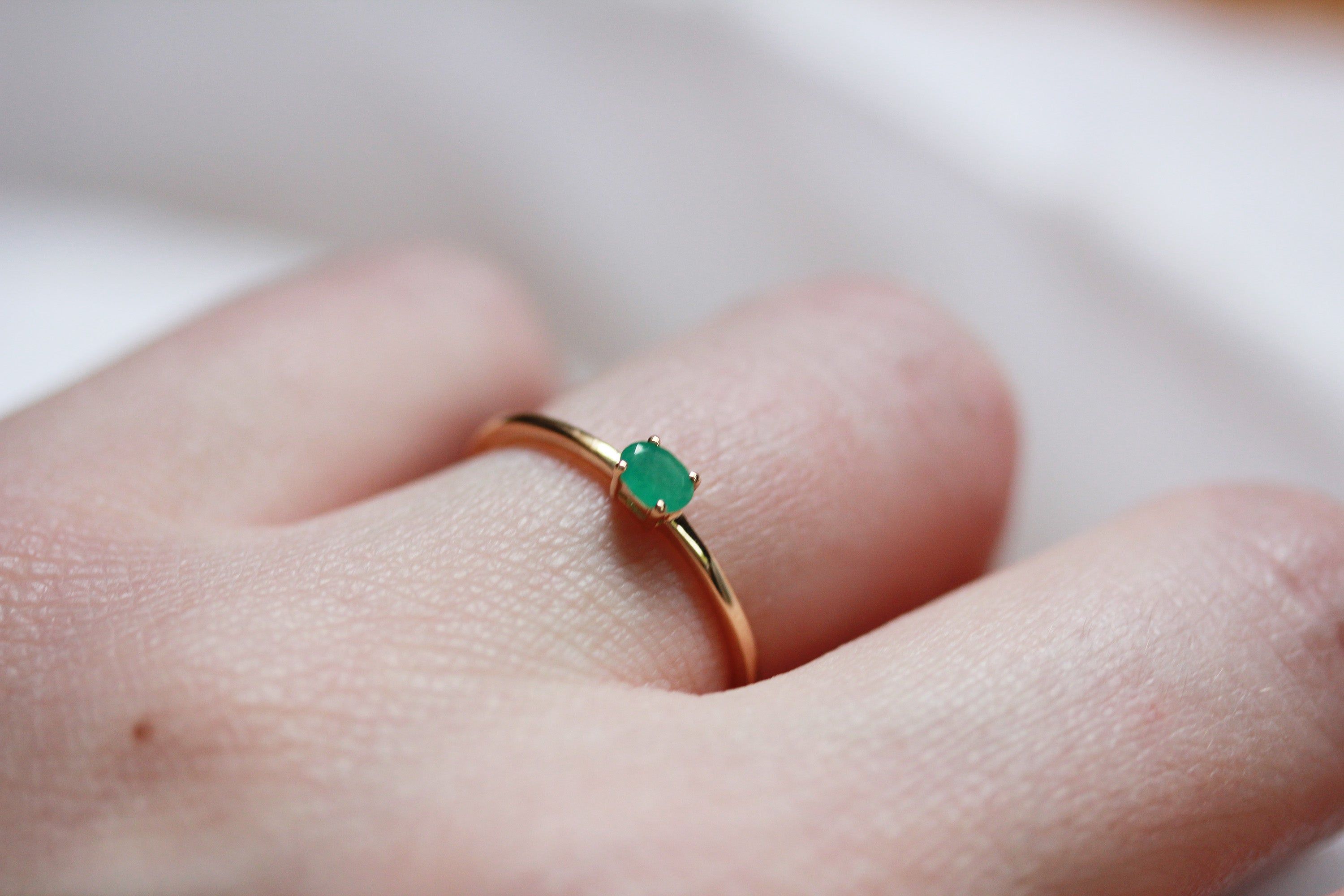 MINI GEM STACKING RING- EMERALD sold by Nica product image thumbnail 3