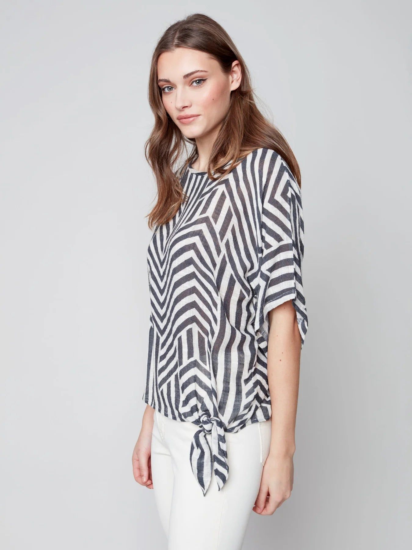 PRINTED COTTON BLOUSE WITH SIDE TIE sold by Nica product image thumbnail 5