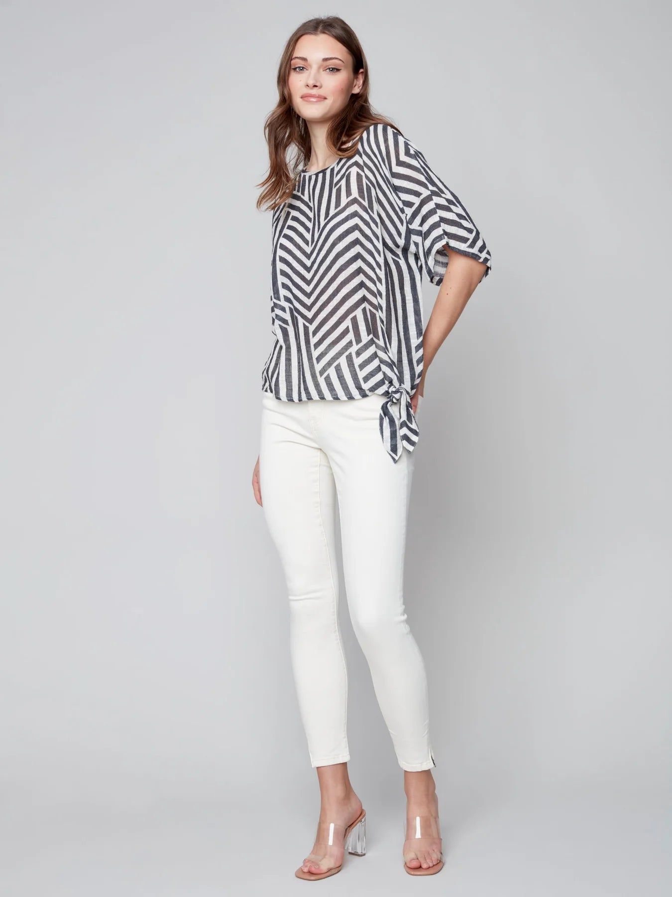 PRINTED COTTON BLOUSE WITH SIDE TIE sold by Nica product image thumbnail 6