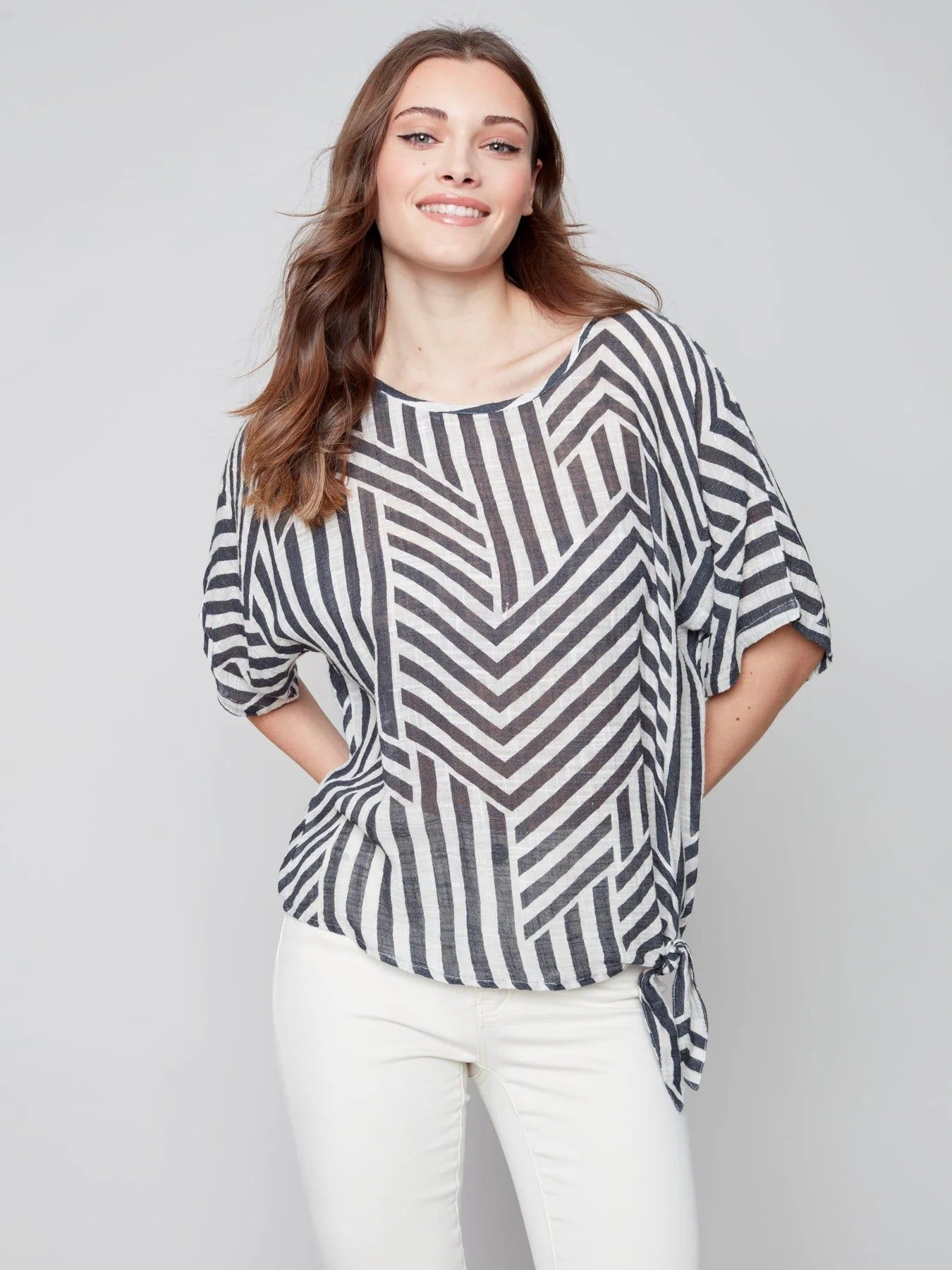 PRINTED COTTON BLOUSE WITH SIDE TIE sold by Nica