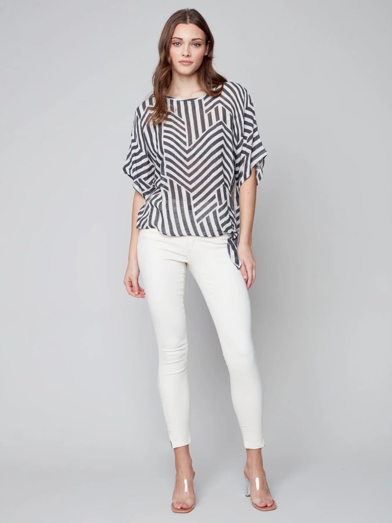 PRINTED COTTON BLOUSE WITH SIDE TIE sold by Nica product image thumbnail 3