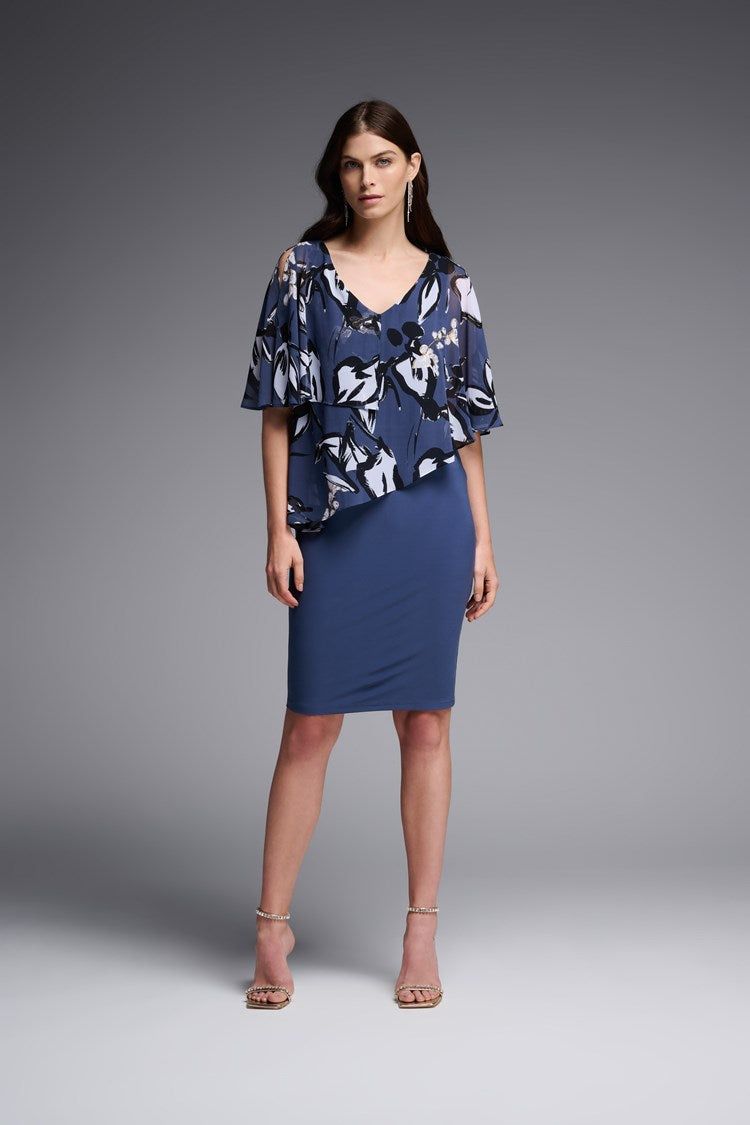 Silky Knit And Floral Chiffon Sheath Dress sold by Nica product image thumbnail 2