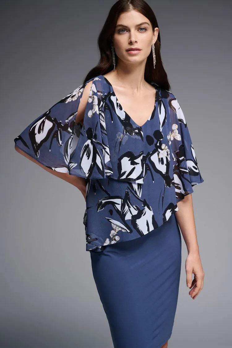 Silky Knit And Floral Chiffon Sheath Dress sold by Nica