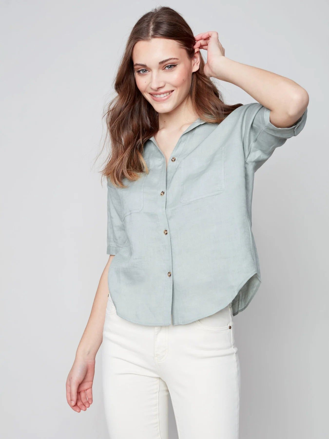 LINEN BUTTON UP sold by Nica product image thumbnail 3