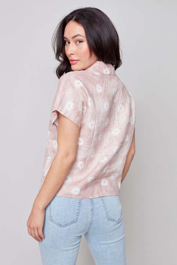 DAISY PRINT LINEN FRONT TIE TOP sold by Nica product image thumbnail 2