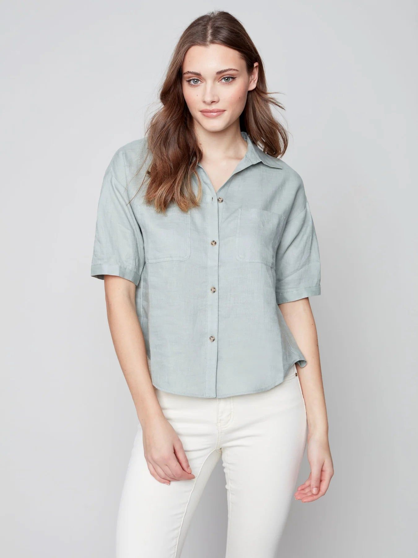 LINEN BUTTON UP sold by Nica