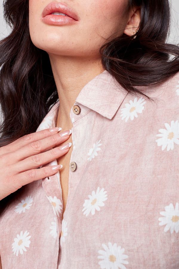 DAISY PRINT LINEN FRONT TIE TOP sold by Nica product image thumbnail 3