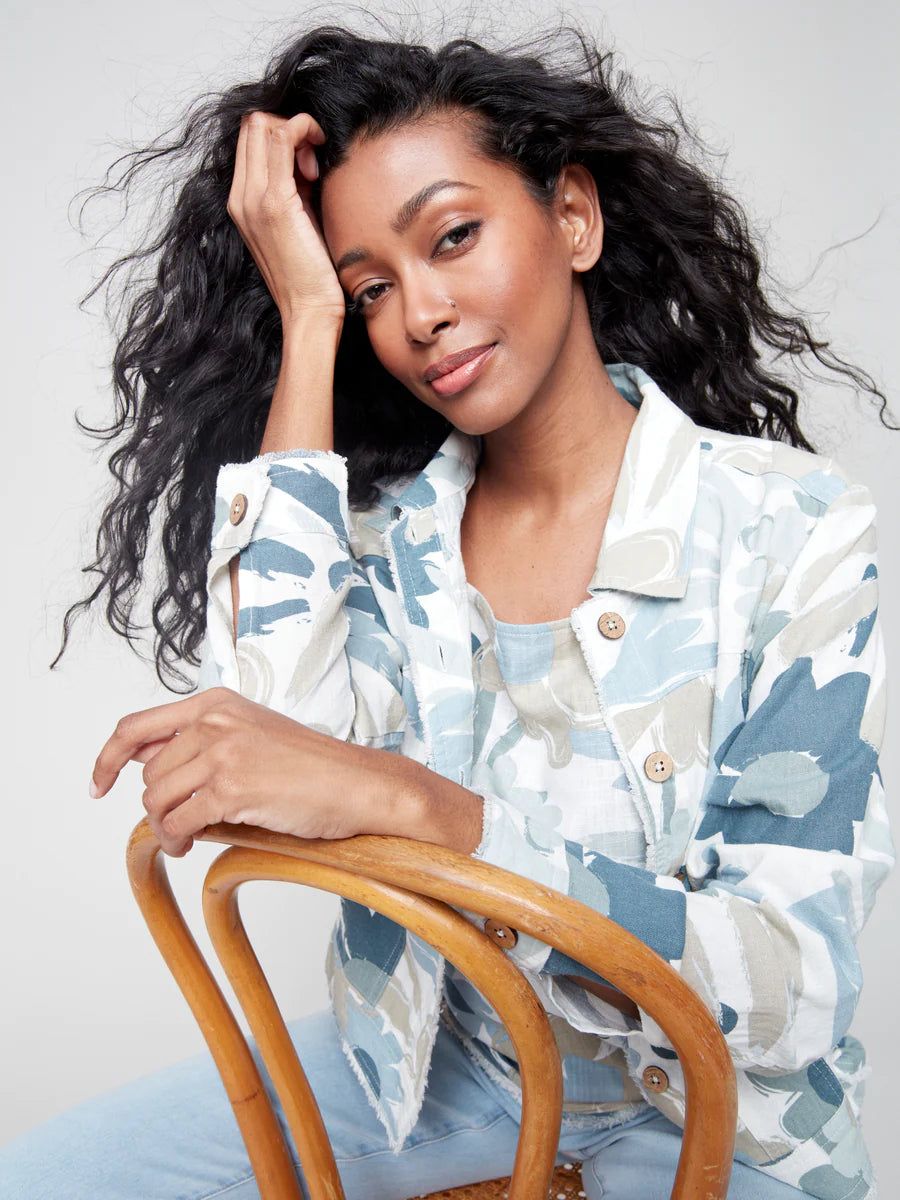 PRINTED LINEN JACKET sold by Nica product image thumbnail 7